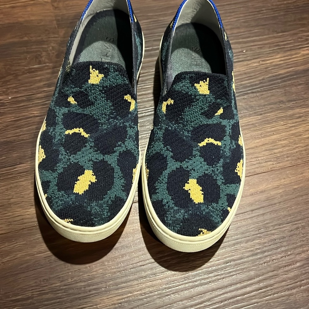 Rothy’s Leopard and turquoise sneaker